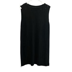 Talbots Womens Cotton Knit Shift Dress Size XL Black Preppy Beach Resort Vacay